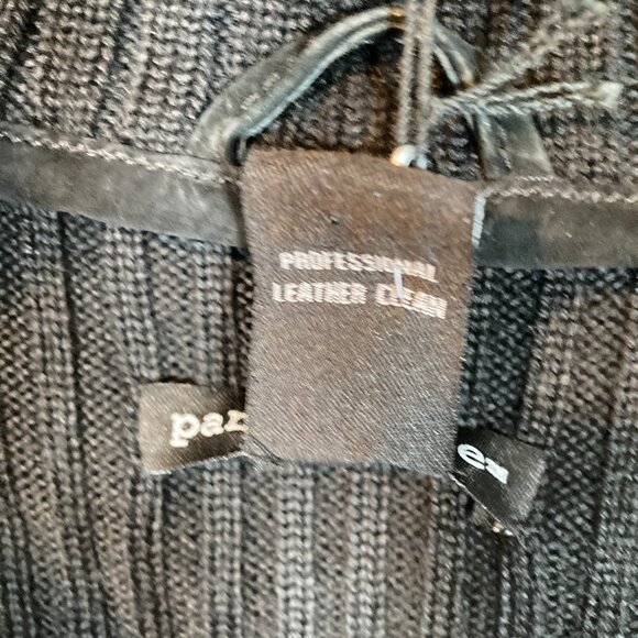 Paraphrase Vintage Cardigan, Sz L (measures smaller), Black Suede Wool Blend NEW - Picture 11 of 11